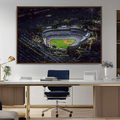 16515-MGV-CV-36X24-Dodgers Stadium Wall Art Canvas Print, Framed Baseball Stadium Art Picture Print, Dodgers Field Perfect Sport Room Decor Artwork