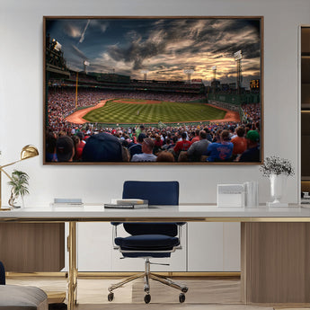 53432-MGV-CV-36X24-Fenway Park Stadium Wall Art Canvas Print, Framed Boston Baseball Stadium Art Picture Print, Massachusetts Fenway Park Perfect