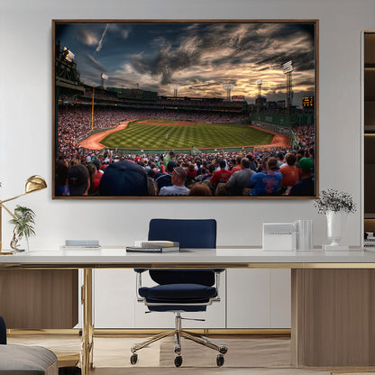53432-MGV-CV-36X24-Fenway Park Stadium Wall Art Canvas Print, Framed Boston Baseball Stadium Art Picture Print, Massachusetts Fenway Park Perfect