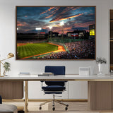 66781-MGV-CV-36X24-Baseball Stadium Wall Art – Canvas Print Evening Game Field Packed Crowd Sunset Sky Sports Photography, Dynamic Decor for Game