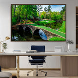 57655-MGV-CV-36X24-Golf Course Wall Art – Canvas Print Scenic Green Fairway Stone Bridge Water Reflection Landscape, Classic Sports Decor for Office,