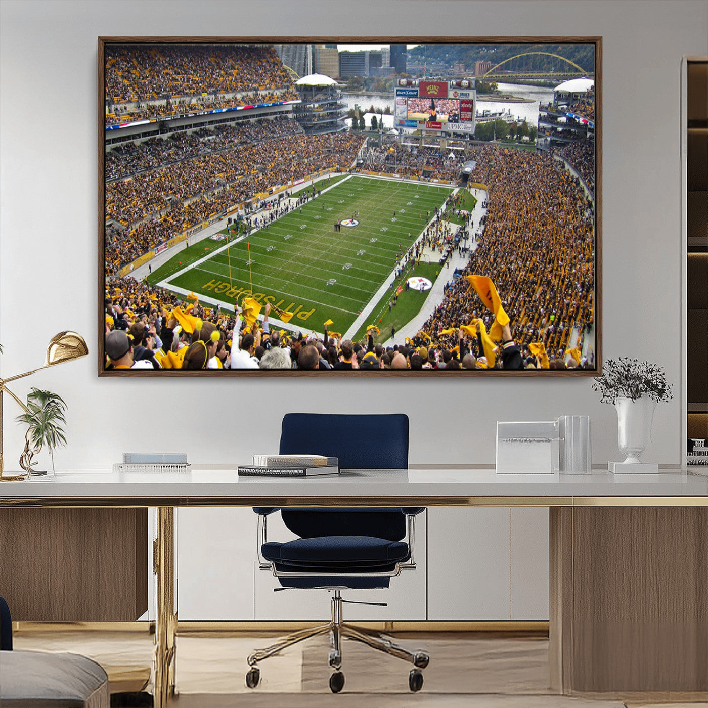 51419-MGV-CV-36X24-Heinz Field Wall Art Canvas Print, Framed Pittsburgh Stadium Field Art Picture Print, Heinz Stadium Field Perfect Sports Room