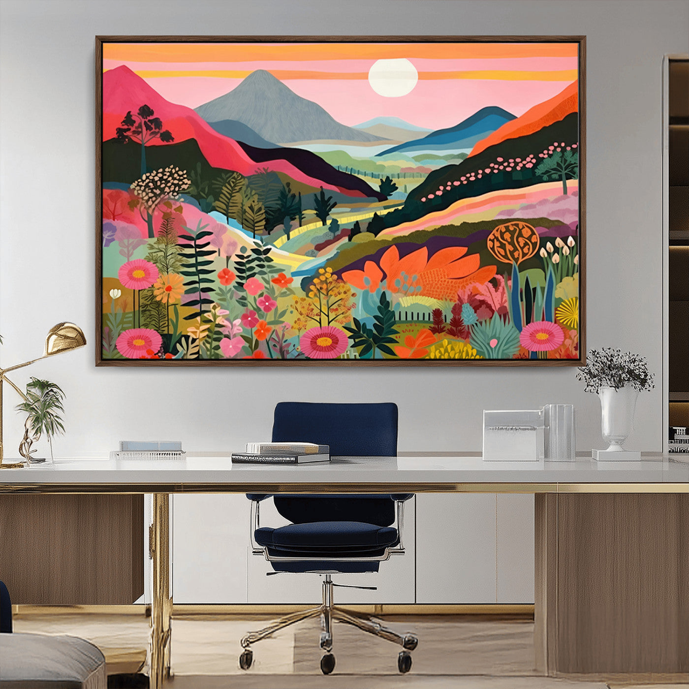 61376-MGV-CV-36X24-Floral Valley Wall Art – Panoramic Mountain Landscape Canvas Print, Vibrant Nature Decor for Living Room, Office, or Bedroom