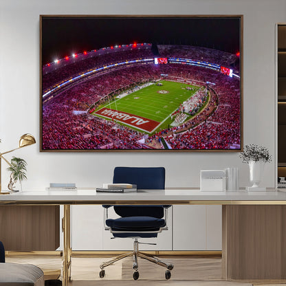 11343-MGV-CV-36X24-Bryant-Denny Stadium Wall Art – Panoramic Alabama Crimson Tide Football Field Canvas Print, Game Day Decor for Office, Man Cave or
