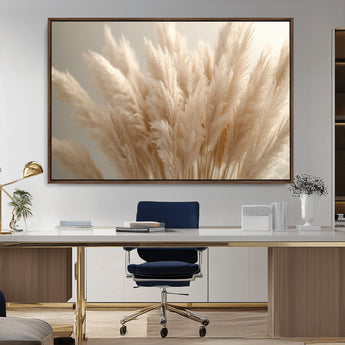 50300-MGV-CV-36X24-Pampas Grass Wall Art Canvas Print, Framed Minimalist Pampas Grass Art Picture Print, Beige Pampas Grass Perfect Minimalist Boho