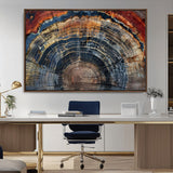 63519-MGV-FC-36X24_Walnut-Tree Ring Wall Art – Rustic Nature Wood Grain Canvas Print, Abstract Natural Texture Artwork Poster for Living Room, Bedroom,