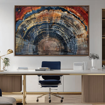 63519-MGV-FC-36X24_Walnut-Tree Ring Wall Art – Rustic Nature Wood Grain Canvas Print, Abstract Natural Texture Artwork Poster for Living Room, Bedroom,