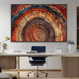 28555-MGV-FC-36X24_Walnut-Tree Ring Wall Art – Rustic Wood Grain Canvas Print, Natural Texture Abstract Artwork Poster for Living Room, Bedroom, Office,