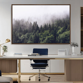 42578900-MGV-CV-36X24-Misty Forest Wall Art – Serene Mountain Pine Tree Canvas Print, Nature Landscape Decor for Bedroom, Living Room, Office or Rustic