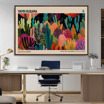 45711-MGV-CV-36X24-Yayoi Kusama Wall Art Canvas Print, Framed Abstract Yayoi Kusama Art Picture Print, Japanese Wabi Sabi Perfect Modern Abstract