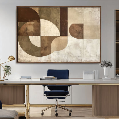 59767-MGV-CV-36X24-Abstract Geometric Shapes Wall Art – Modern Minimalist Canvas Print, Neutral Brown Beige Tan Artwork for Living Room, Bedroom,