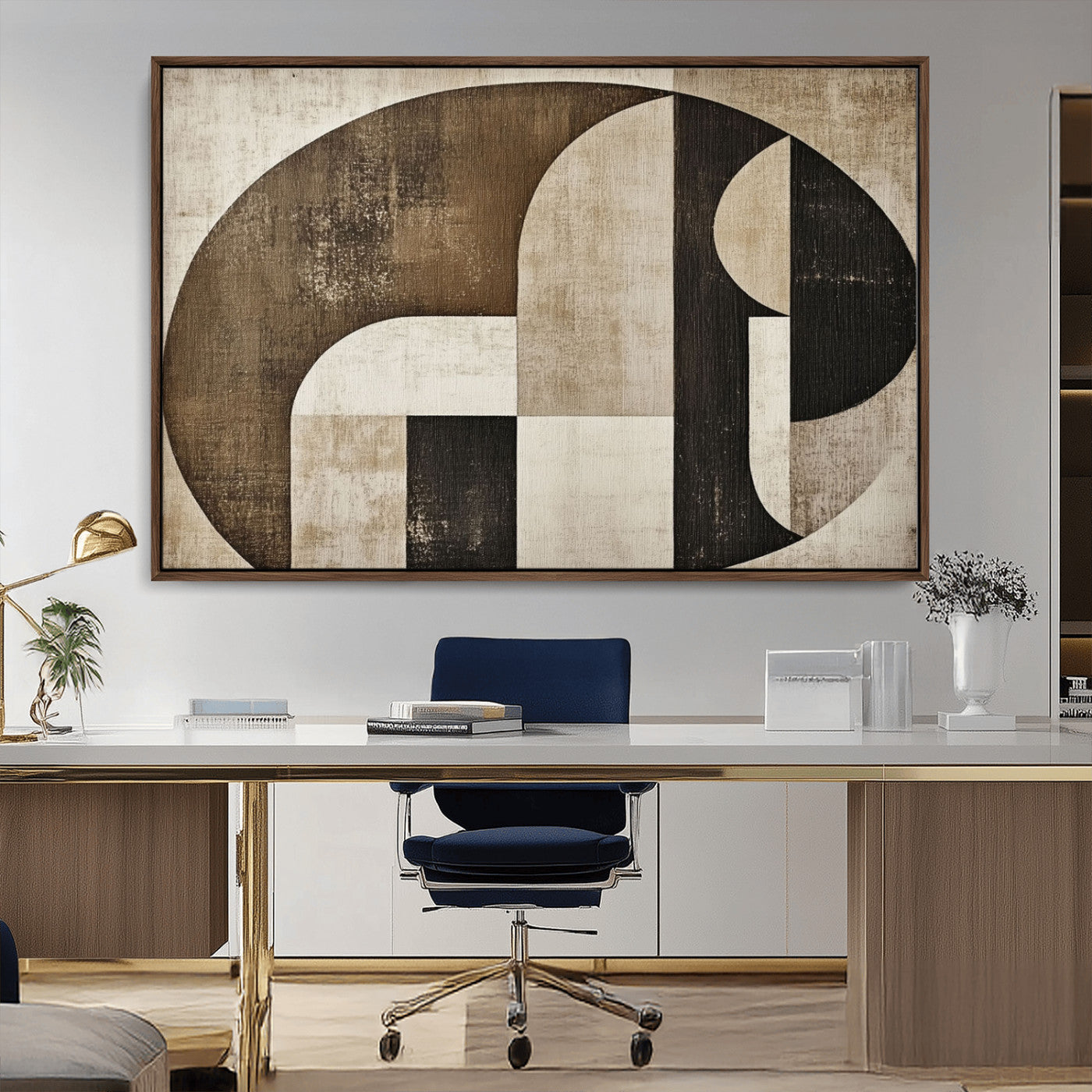 44796-MGV-CV-36X24-Wabi Sabi Wall Art Canvas Print, Framed Geometric Minimalist Art Picture Print, Modern Abstract Perfect Modern Abstract Decor