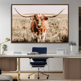 54986862-MGV-CV-36X24-Majestic Longhorn Wall Art – Canvas Print of Graceful Strength & Bold Spirit, Wild Plains Beauty Nature Inspired Rustic Decor for