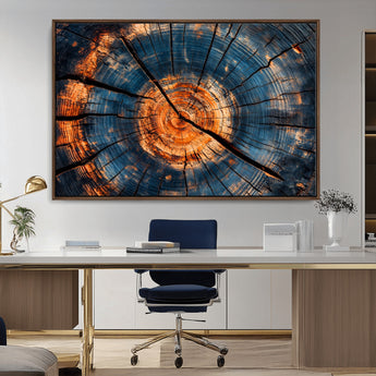 81894502-MGV-CV-36X24-Burnt Wood Wall Art Canvas Print, Framed Aged Timber Art Picture Print, Rustic Tree Slice Perfect Rustic Decor Artwork for Home,