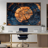 18975622-MGV-CV-36X24-Burnt Wood Wall Art Canvas Print, Framed Aged Timber Art Picture Print, Rustic Tree Slice Perfect Rustic Decor Artwork for Home,