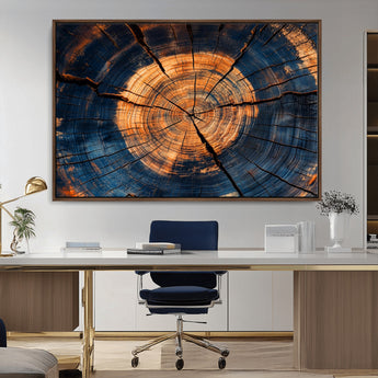 18975622-MGV-CV-36X24-Burnt Wood Wall Art Canvas Print, Framed Aged Timber Art Picture Print, Rustic Tree Slice Perfect Rustic Decor Artwork for Home,