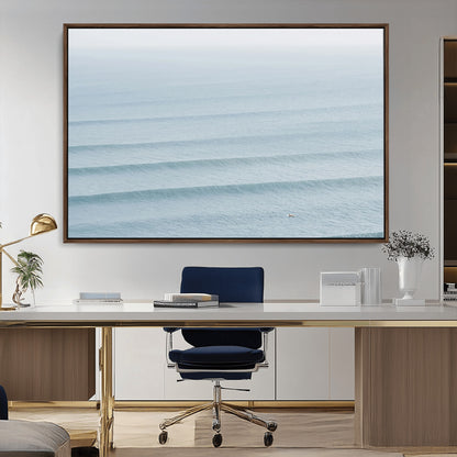 47814787-MGV-CV-36X24-Ocean Waves Wall Art Canvas Print, Framed Solo Surfer Art Picture Print, Wave Lines Perfect Minimalist Ocean Decor Artwork