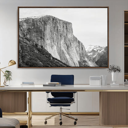 39393420-MGV-CV-36X24-El Capitan Wall Art Canvas Print, Framed Yosemite Cliff Art Picture Print, Monochrome Mountain Perfect Monochrome Sierra Decor