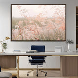 79164340-MGV-FC-36X24_Walnut-Pastel Grasses Wall Art Canvas Print, Framed Soft Meadow Art Picture Print, Field in Breeze Perfect Pastel Minimal Decor Artwork