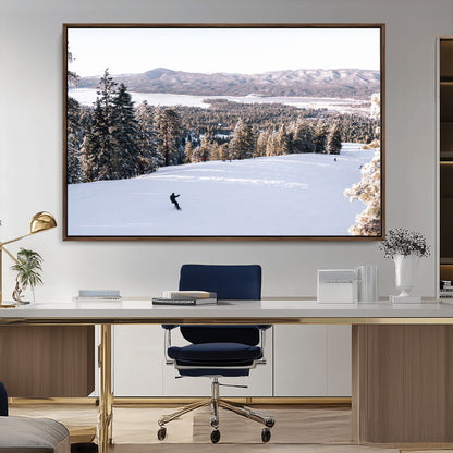 79857868-MGV-CV-36X24-Snowy Mountain Wall Art Canvas Print, Framed Ski Slope Art Picture Print, Winter Forest Perfect Modern Rustic Decor Artwork