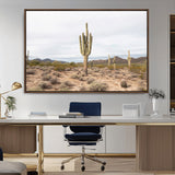 96147924-MGV-CV-36X24-Saguaro Cactus Wall Art Canvas Print, Framed Desert Cactus Art Picture Print, Earthy Desert Perfect Southwestern Boho Decor