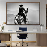 83102464-MGV-CV-36X24-Western Cowboy Wall Art Canvas Print, Framed Monochrome Horse Art Picture Print, Western Equestrian Perfect Rustic Western Decor
