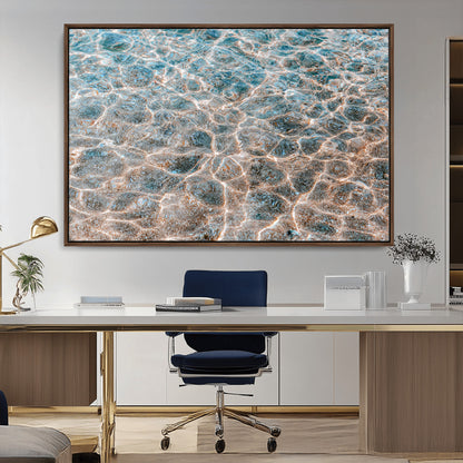 26580287-MGV-CV-36X24-Clear Water Wall Art Canvas Print, Framed Sunlit Ripples Art Picture Print, Ocean Texture Perfect Modern Coastal Decor Artwork