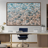 26580287-MGV-CV-36X24-Clear Water Wall Art Canvas Print, Framed Sunlit Ripples Art Picture Print, Ocean Texture Perfect Modern Coastal Decor Artwork