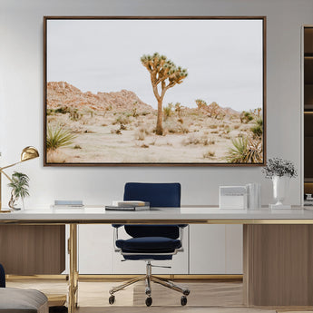 67109959-MGV-CV-36X24-Joshua Tree Wall Art Canvas Print, Framed Neutral Desert Art Picture Print, Earthy Landscape Perfect Neutral Boho Decor Artwork