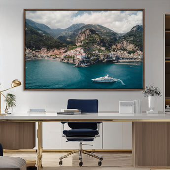 20321590-MGV-CV-36X24-Amalfi Coast Wall Art Canvas Print, Framed Italy Travel Art Picture Print, Mediterranean Landscape Perfect Mediterranean Coastal