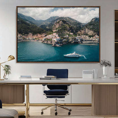 20321590-MGV-CV-36X24-Amalfi Coast Wall Art Canvas Print, Framed Italy Travel Art Picture Print, Mediterranean Landscape Perfect Mediterranean Coastal