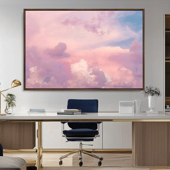 22874890-MGV-CV-36X24-Pastel Sky Wall Art Canvas Print, Framed Dreamy Cloudscape Art Picture Print, Sunset Glow Perfect Minimalist Serenity Decor