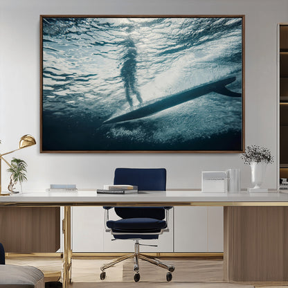 71192524-MGV-CV-36X24-Submerged Surf Wall Art Canvas Print, Framed Underwater Perspective Art Picture Print, Ocean Surf Perfect Coastal Adventure Decor