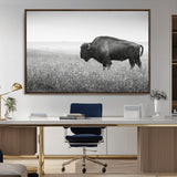 28435251-MGV-CV-36X24-Bison In Prairie Wall Art Canvas Print, Framed Rustic Wildlife Art Picture Print, Wild Buffalo Perfect Rustic Western Decor