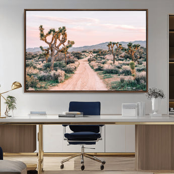 12540952-MGV-CV-36X24-Joshua Tree Park Wall Art Canvas Print, Framed Desert Road Art Picture Print, Sunset Drive Perfect Southwestern Boho Decor Artwork