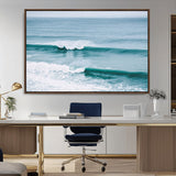 73692470-MGV-CV-36X24-Ocean Swell Wall Art Canvas Print, Framed Surf Waves Art Picture Print, Blue Water Perfect Coastal Dynamic Decor Artwork