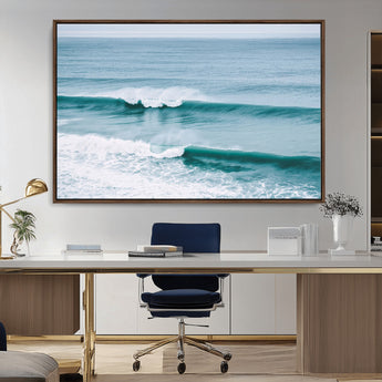 73692470-MGV-CV-36X24-Ocean Swell Wall Art Canvas Print, Framed Surf Waves Art Picture Print, Blue Water Perfect Coastal Dynamic Decor Artwork