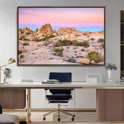 96167137-MGV-CV-36X24-Vibrant Sunset Sky Wall Art Canvas Print, Framed Joshua Tree Art Picture Print, Rugged Terrain Perfect Southwestern Boho Decor