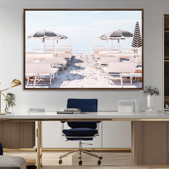 67623952-MGV-CV-36X24-Minimalist Beach Wall Art Canvas Print, Framed Pastel Sand Art Picture Print, Beach Aesthetic Perfect Coastal Minimalist Decor