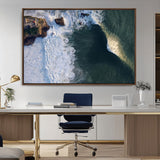 37405684-MGV-CV-36X24-Nazaré Coast Wall Art Canvas Print, Framed Aerial Ocean Art Picture Print, Coastal Fortress Perfect Dramatic Coastal Decor Artwork