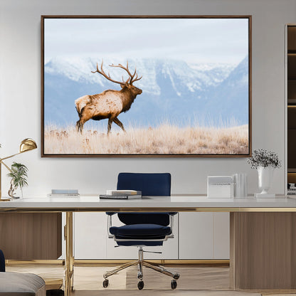 96024025-MGV-CV-36X24-Elk Photography Wall Art Canvas Print, Framed Mountain Wildlife Art Picture Print, Rustic Lodge Decor Perfect Rustic Lodge Decor