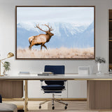96024025-MGV-CV-36X24-Elk Photography Wall Art Canvas Print, Framed Mountain Wildlife Art Picture Print, Rustic Lodge Decor Perfect Rustic Lodge Decor