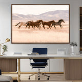 83644685-MGV-CV-36X24-Wild Horse Art Wall Art Canvas Print, Framed Rustic Western Art Picture Print, Desert Horse Scene Perfect Rustic Western Decor