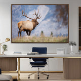 26365841-MGV-CV-36X24-Mountain Elk Art Wall Art Canvas Print, Framed Rustic Wildlife Print Art Picture Print, Lodge Style Decor Perfect Rustic Lodge