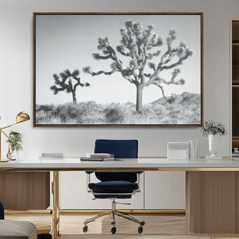 29996209-MGV-CV-36X24-Joshua Tree Art Wall Art Canvas Print, Framed Black White Landscape Art Picture Print, Desert Tree Decor Perfect Southwestern Boho