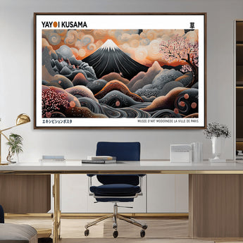 63125329-MGV-CV-36X24-Japanese Mt Fuji Wall Art – Surreal Ukiyo e Style Cherry Blossom Poster, Swirling Cloud Landscape Print, Modern Oriental Asian