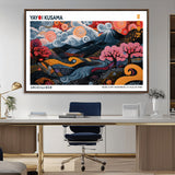 43879290-MGV-CV-36X24-Japanese Abstract Wall Art – Mount Fuji Cherry Blossom Canvas Print, Modern Asian Inspired Landscape Decor for Living Room,