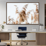 17019393-MGV-CV-36X24-Pampas Grass Wall Art Canvas Print, Framed Neutral Tones Art Picture Print, Minimalist Nature Perfect Boho Minimalist Decor
