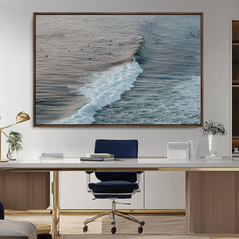 23077324-MGV-CV-36X24-Ocean Waves Wall Art Canvas Print, Framed Coastal Serenity Art Picture Print, Surf Aesthetic Perfect Modern Coastal Decor Artwork