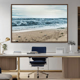 81812590-MGV-CV-36X24-Ocean Wall Art Wall Art Canvas Print, Framed Coastal Canvas Art Picture Print, Moody Seascape Perfect Coastal Minimalist Decor